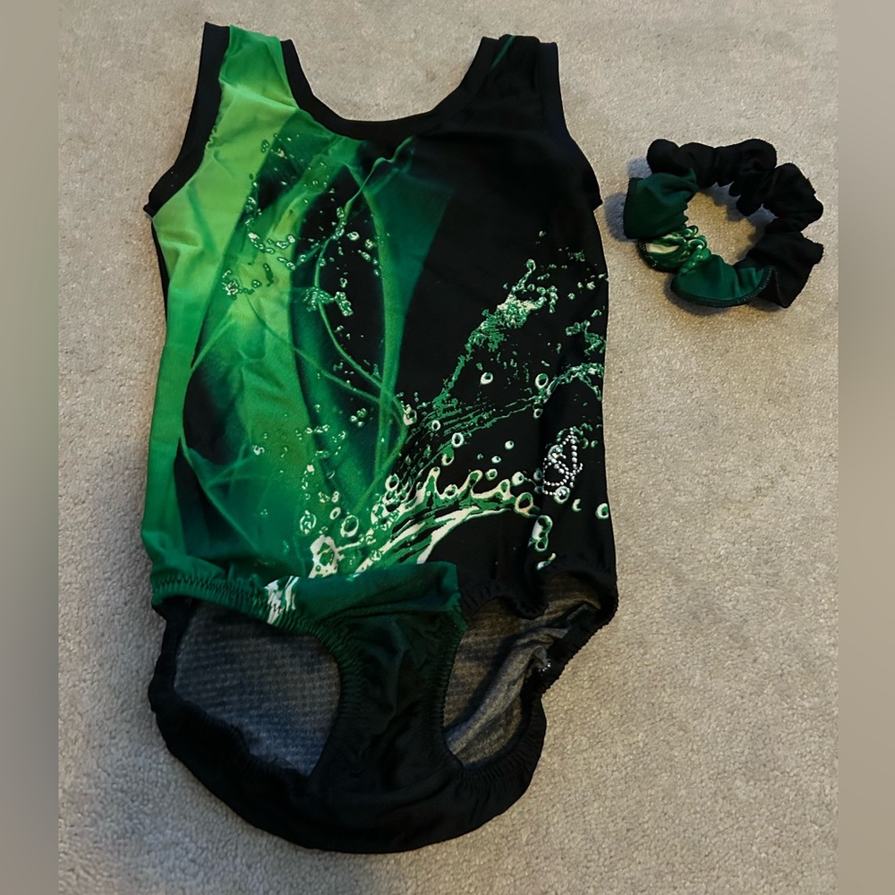 Jagwear Brand - Green and Black Kids Gymnastics Bodysuit